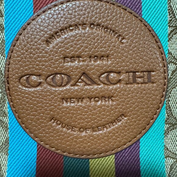 Coach Dempsey Tote Bag 22 In Signature Jacquard With Coach Patch And Stripe - Picture 3 of 16